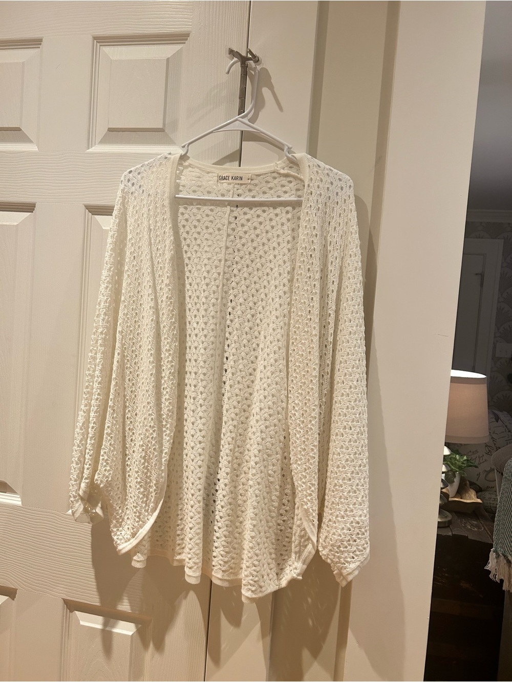 Grace Karin Cream Open-Knit Cardigan Shrug